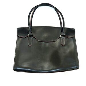 LODIS Large Genuine Leather Flap Business Laptop Tote Shoulder Bag Handbag